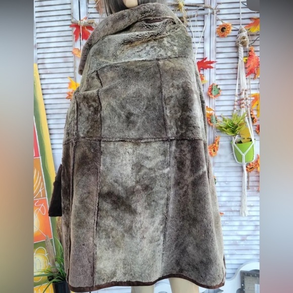 HIDE SOCIETY HiSO Suede Vintage Sherpa boho longline coat - Picture 8 of 16